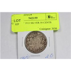 GEORGE V 1918 SILVER 50 CENTS