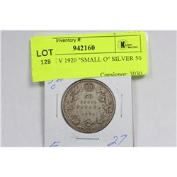 GEORGE V 1920 "SMALL O" SILVER 50 CENTS