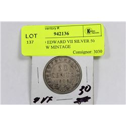 1909 NFLD EDWARD VII SILVER 50 CENTS LOW MINTAGE