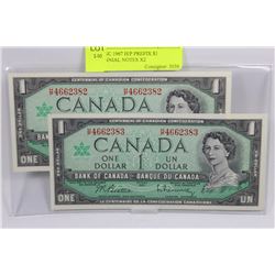 GEM UNC 1967 H/P PREFIX $1 CENTENNIAL NOTES X2
