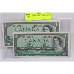 1954 ASTERISK BM $1 REPLACEMENT NOTES X2