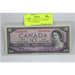 SCARCE EF GRADE 1954 ASTERISK AD $10 REPLACEMENT