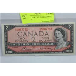 GEM UNC 1954 TWO DOLLAR NOTE PREFIX HG
