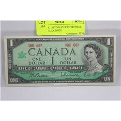 GEM UNC 1967 NO S/N CENTENNIAL ONE DOLLAR NOTE