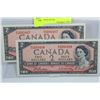 Image 1 : GEM UNC 1954 TWO DOLLAR NOTES CONSECUTIVE S/N X2