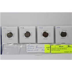 GEORGE V SILVER NICKELS 1911-12-13-14 X4