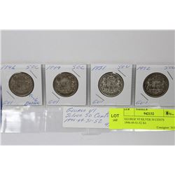 GEORGE VI SILVER 50 CENTS 1946-49-51-52 X4