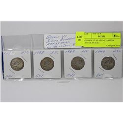 GEORGE VI SILVER QUARTERS 1937-38-39-40 X4