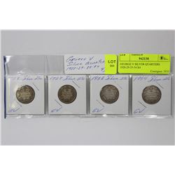 GEORGE V SILVER QUARTERS 1928-29-33-34 X4