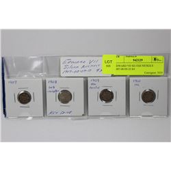 EDWARD VII SILVER NICKELS 1907-08-09-10 X4
