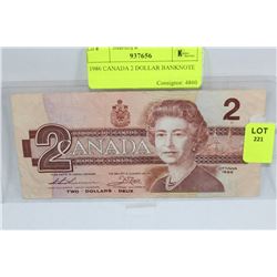1986 CANADA 2 DOLLAR BANKNOTE