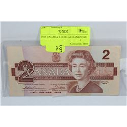 1986 CANADA 2 DOLLAR BANKNOTE