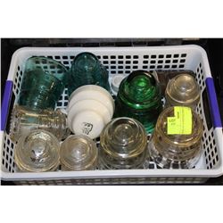 BOX OF 14 VINTAGE INSULATORS