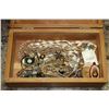 Image 1 : ESTATE WOOD BOX WITH JEWELLERY