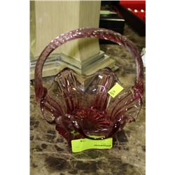 PINK ART GLASS BASKET