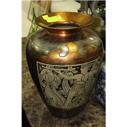 CARVED SILVER LEAF, GOLD LEAF VASE