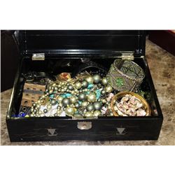 ESTATE ORIENTAL JEWELLERY BOX WITH CONTENTS