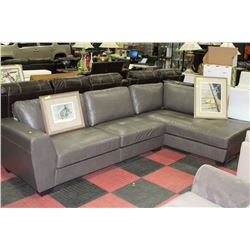 NEW LEATHERETTE L SHAPED SECTIONAL ON CHOICE:GREY