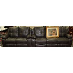 NEW ROCKFORD BROWN LEATHERETTE RECLINING 84"SOFA &