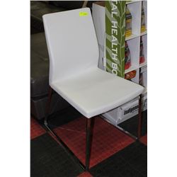 CHROME & WHITE LEATHERETTE SIDE CHAIR