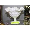 Image 1 : FLUTED THUMB PRINT MILK GLASS CANDY DISH