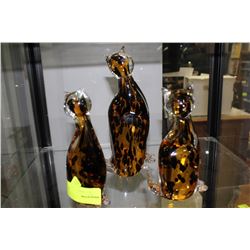 SET OF 3 ESTATE ART GLASS CATS