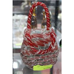 ESTATE RED ART GLASS BASKET