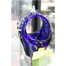 ESTATE BLUE ART GLASS BASKET
