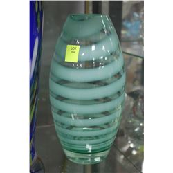 ESTATE STRIPED TEAL ART GLASS VASE