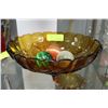 Image 1 : AMBER ART GLASS BOWL WITH COLOURED BALLS