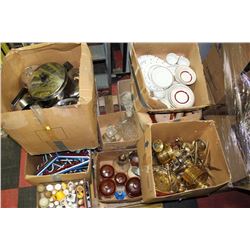 PALLET OF KITCHENWARE & BRASS ORNAMENTS