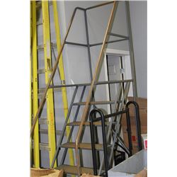 LARGE METAL ROLLING STAIRCASE LADDER