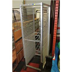 ALUMINUM BAKERS RACK ON WHEELS - ALL PROCEEDS TO