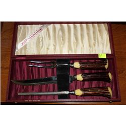 SCHEFFIELD CUTLERY BONE HANDLED ENGLISH CARVING