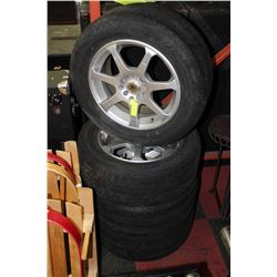SET OF 4 15" CORE RACING MAGS WITH GOOD TIRES