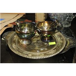 ESTATE SILVER PLATED TRAYS WITH CREAM & SUGAR