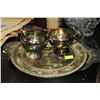 Image 1 : ESTATE SILVER PLATED TRAYS WITH CREAM & SUGAR