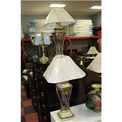 PAIR OF GREEN MARBLE STYLED LAMPS