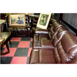 NEW CHOCOLATE BROWN LEATHER RECLINING SECTIONAL