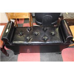 LEATHERETTE STORAGE BENCH WITH CONTENTS