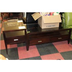 SHOWHOME WOOD & GLASSTOP COFFEE & END TABLE