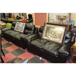 BLACK LEATHER SOFA  AND  LOVE SEAT