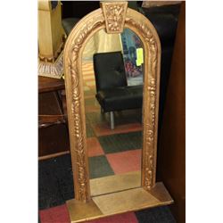 GOLD TONE MIRROR WITH PLATFORM STAND