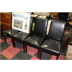 SET OF 4 SHOWHOME BLACK LEATHERTTE SIDE CHAIRS