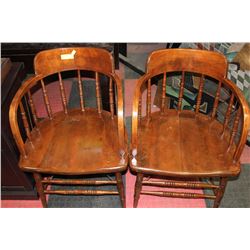 SET OF TWO WOODEN ELEVATOR CHAIRS