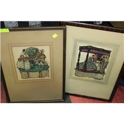 SET OF TWO OLD ENGLISH PICTURES FRAMED & MATTED