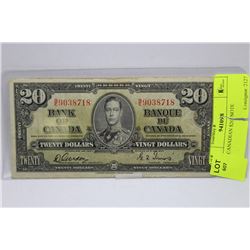 1937 CANADIAN $20 NOTE