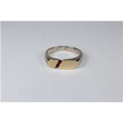 10K GOLD & STERLING SILVER RUBY "GOVERNMENT