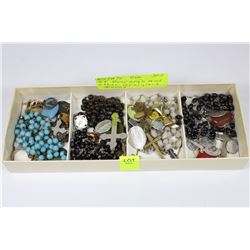 ESTATE BOX OF ROSARIES & OTHER RELIGIOUS ICONS