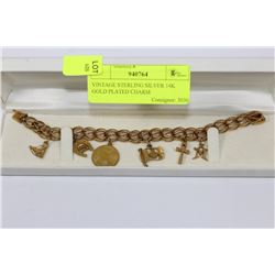VINTAGE STERLING SILVER 14K GOLD PLATED CHARM